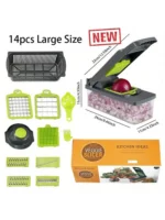 16pcs Set,Vegetable Chopper, Multifunctional Fruit Slicer, Manual Food Grater, Vegetable Slicer, Cutter With Container – Image 4